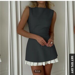 NWT Commense Pleated Short Dress in Gray